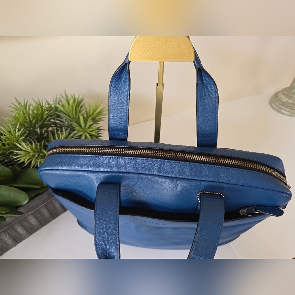 Coach Hamilton Cobalt Blue Leather Briefcase Laptop Business Bag - Picture 7 of 16
